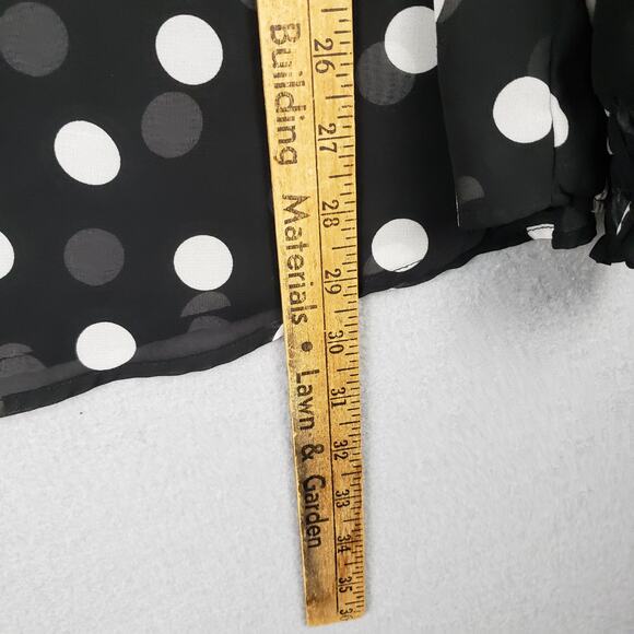 Torrid Size 2X Chiffon Polka Dot Blouse Black White Semi Sheer Office Casual‎ - Picture 10 of 11